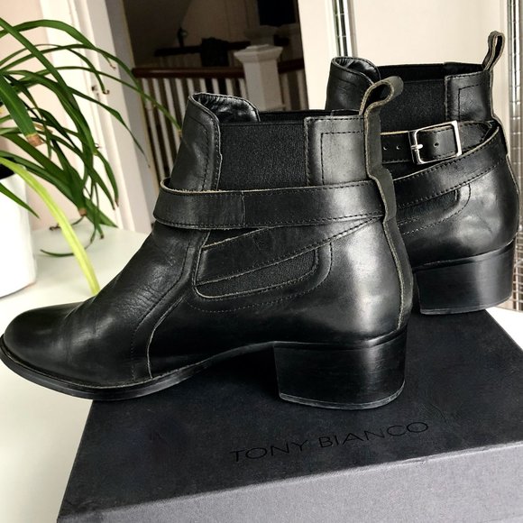 Tony Bianco Black Leather Rigby Ankle Boots Size 9.5 - Picture 9 of 10
